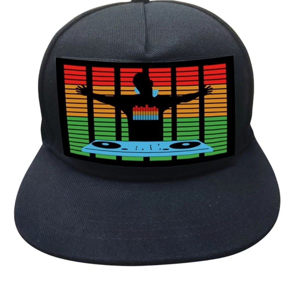 Light Up Sound Activated Baseball Cap DJ